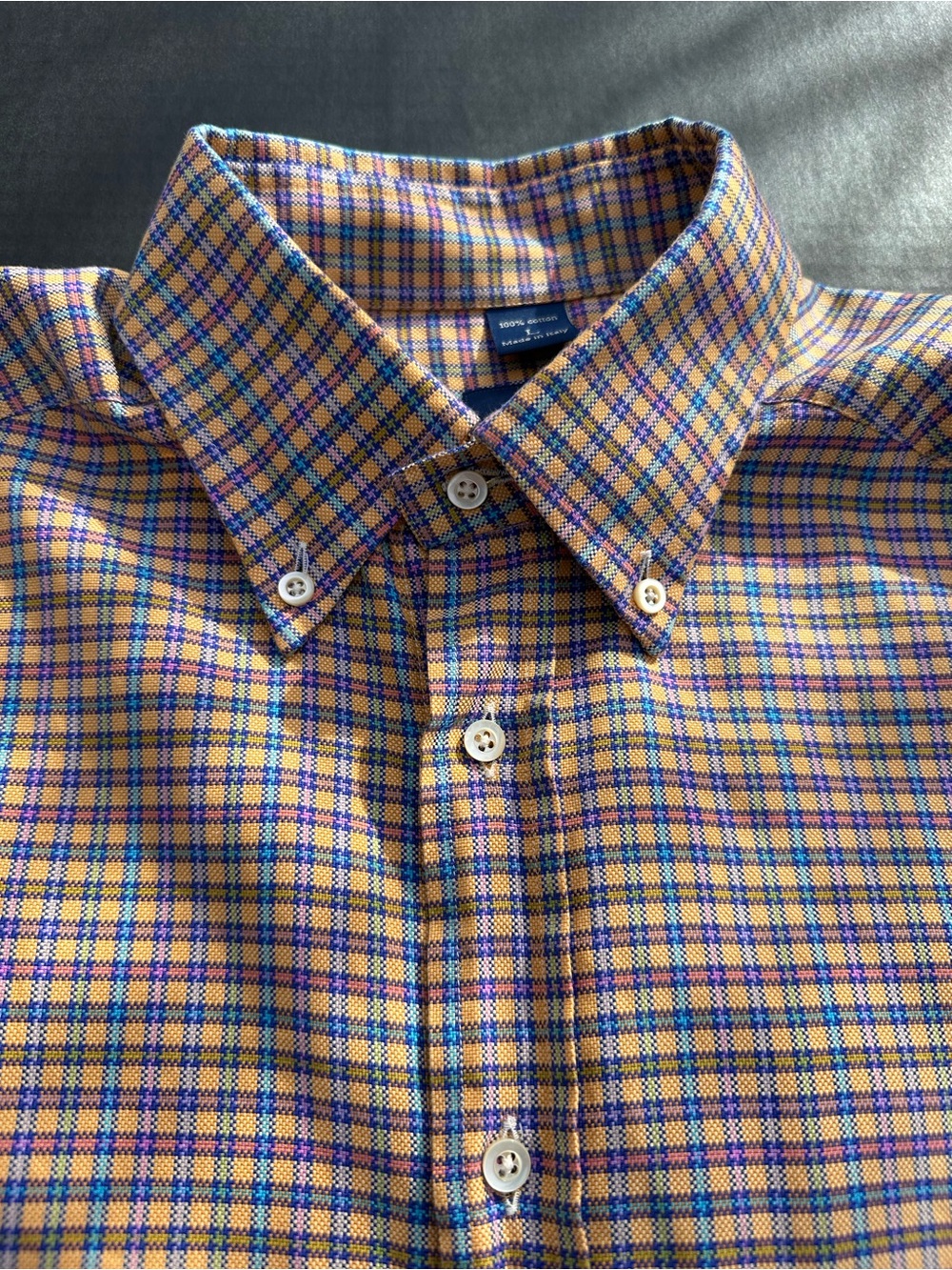Jeff Rose Classic Button-Down Plaid Shirt Yellow and Blue. NWOT